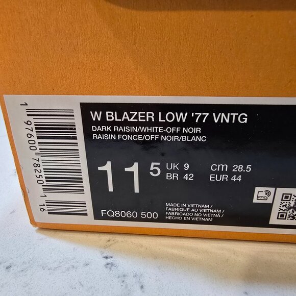 Nike Blazer Low '77 Vintage "Dark Raisin/Off Noir" FQ8060-500 Mens 10 Wms 11.5 - Picture 10 of 14